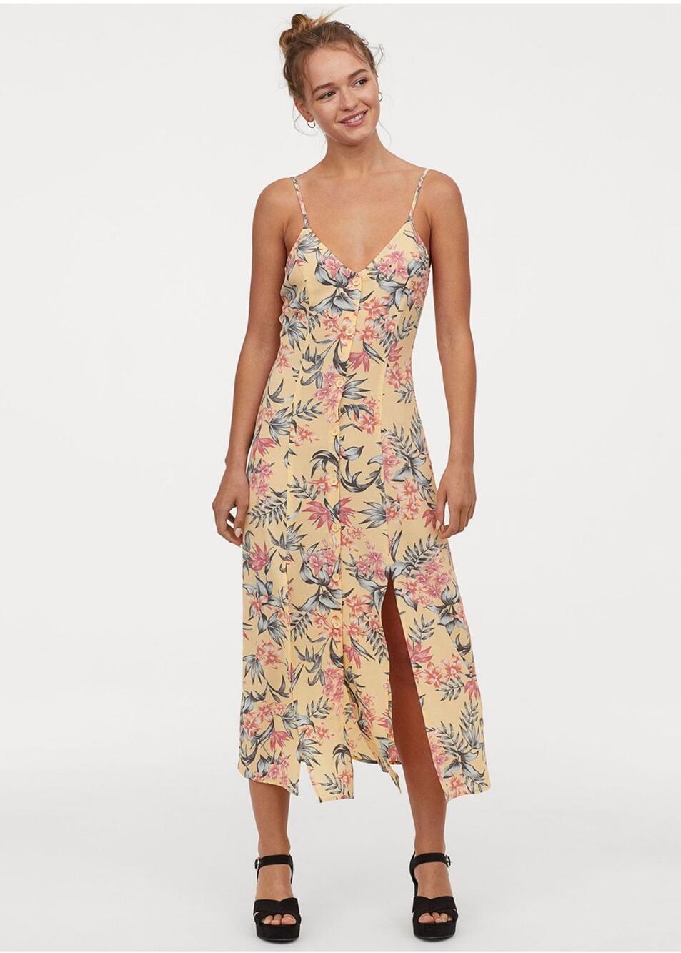 NWT H&M Yellow Floral button down dress.